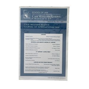 Case Western Reserve Journal of International Law Book Volume 43 Nos. 1 & 2 2010